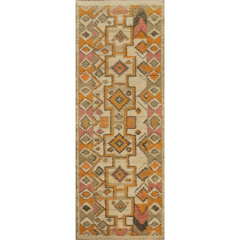 Handmade Wool Moroccan Runner Rug 3x9