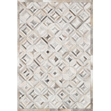 Murtaz Cowhide Geometric Area Rug in Ivory