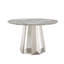 Table de salle à manger ronde en marbre de 47 po, table de cuisine moderne avec plateau en faux marbre ultrabrillant et base en acier inoxydable pour la salle à manger, cuisine (argent, gris) (table seulement)-2083002958-2083002955