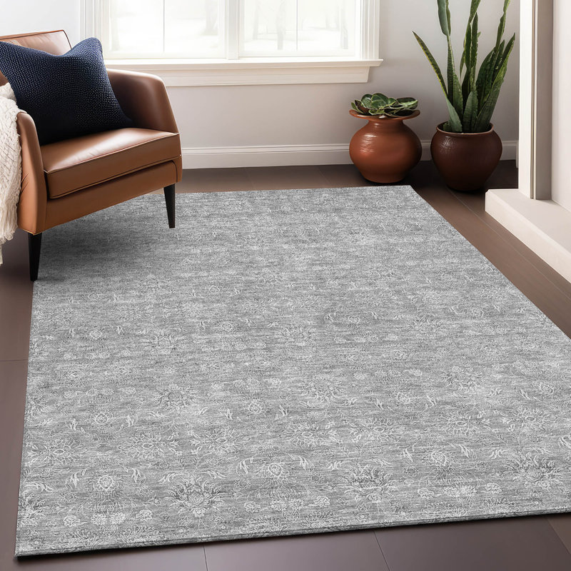 Premium Machine Washable Prisco Gray Rug, Rectangle 9' x 12'