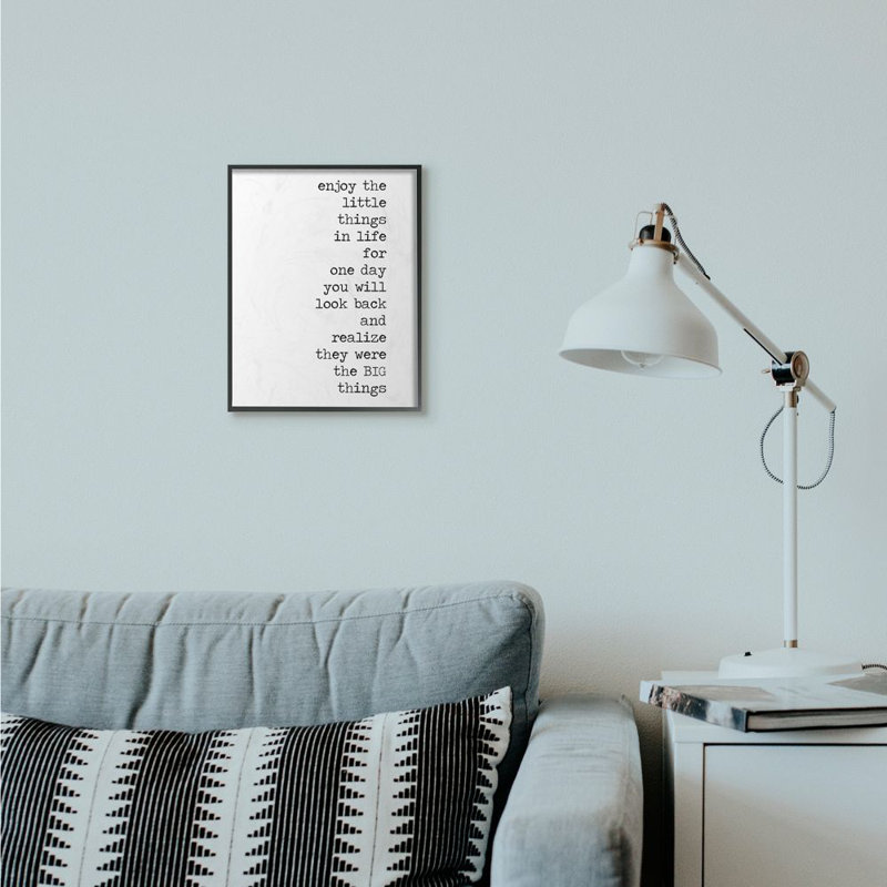 Enjoy par Anna Quach - impression d'art textuel, Giclée encadrée noir minuit, H 14 po x l 11 po x P 1,5 po