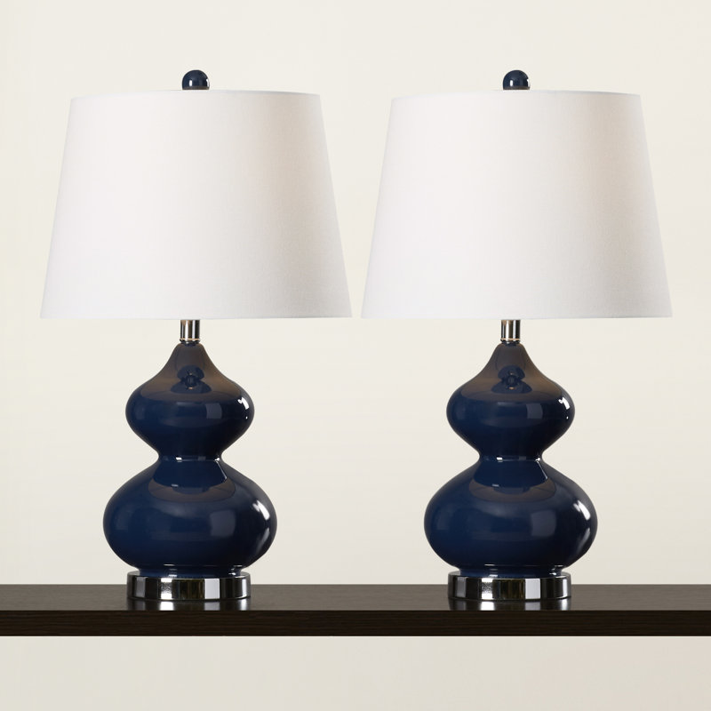 Courtney Glass Table Lamp, Navy