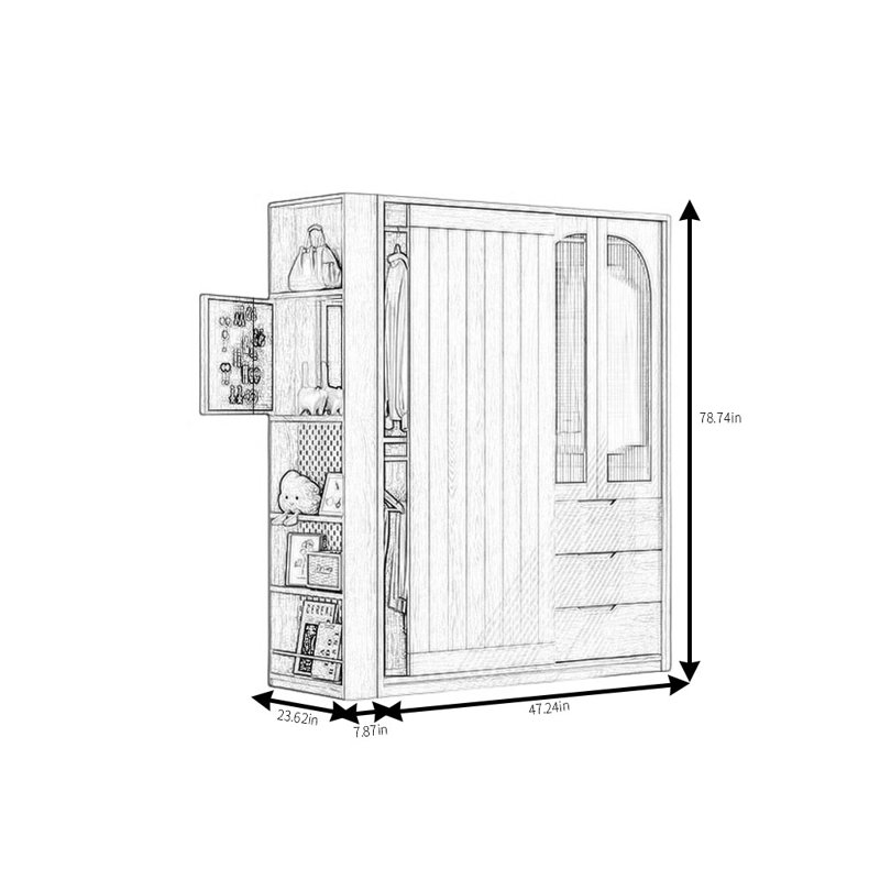 Garde-robe moderne, simple et tendance, H 78,74 po x l 55,12 po x P 23,62 po