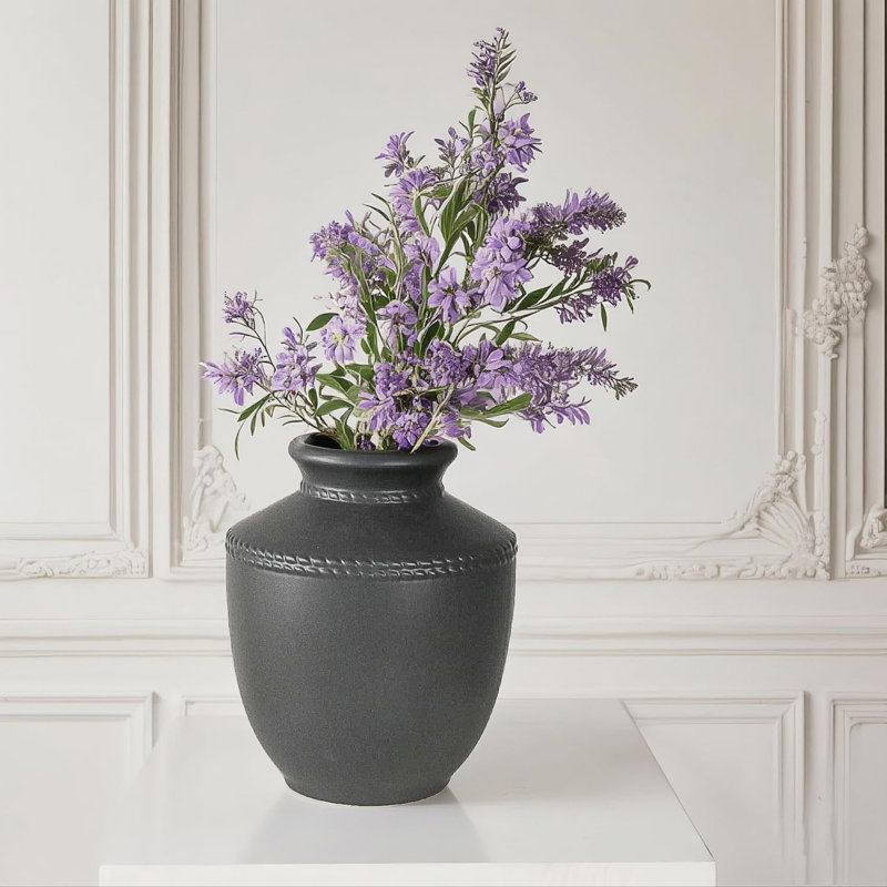 7.45'' Ceramic Flower Bouquet Vase, Black