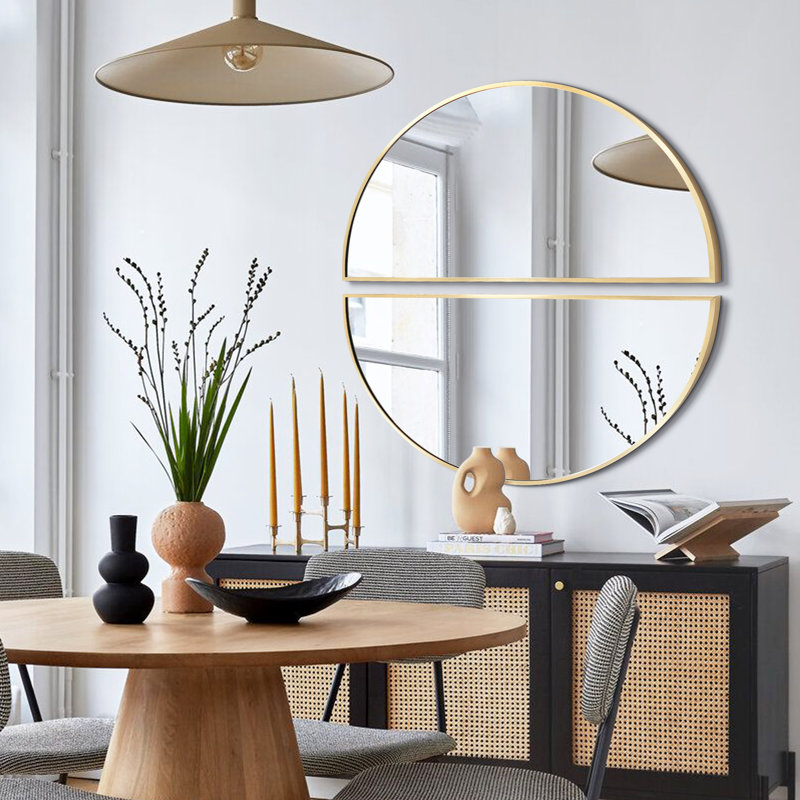 Miroir mural en métal (ensemble de 2), Or, 20 po x 40 po