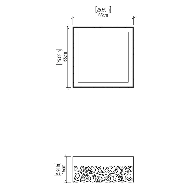 1 - Light LED Flush Mount, Imbuia, 5.85" H x 25.59" W x 25.59" D