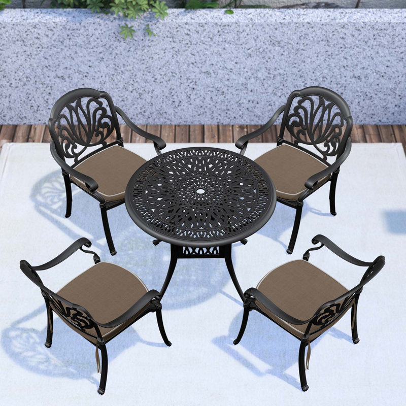 Ensemble de meubles de patio en aluminium coulé 5 pièces de haute qualité avec coussins