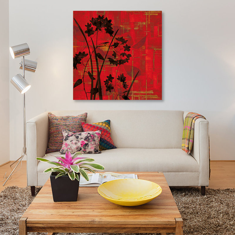 « silhouette on red », impression sur toile, H 37 po x l 37 po x P 1,5 po