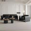 Causeuse moderne en cuir noir minimaliste, design luxueux italien pour les petits salons et espaces de bureau