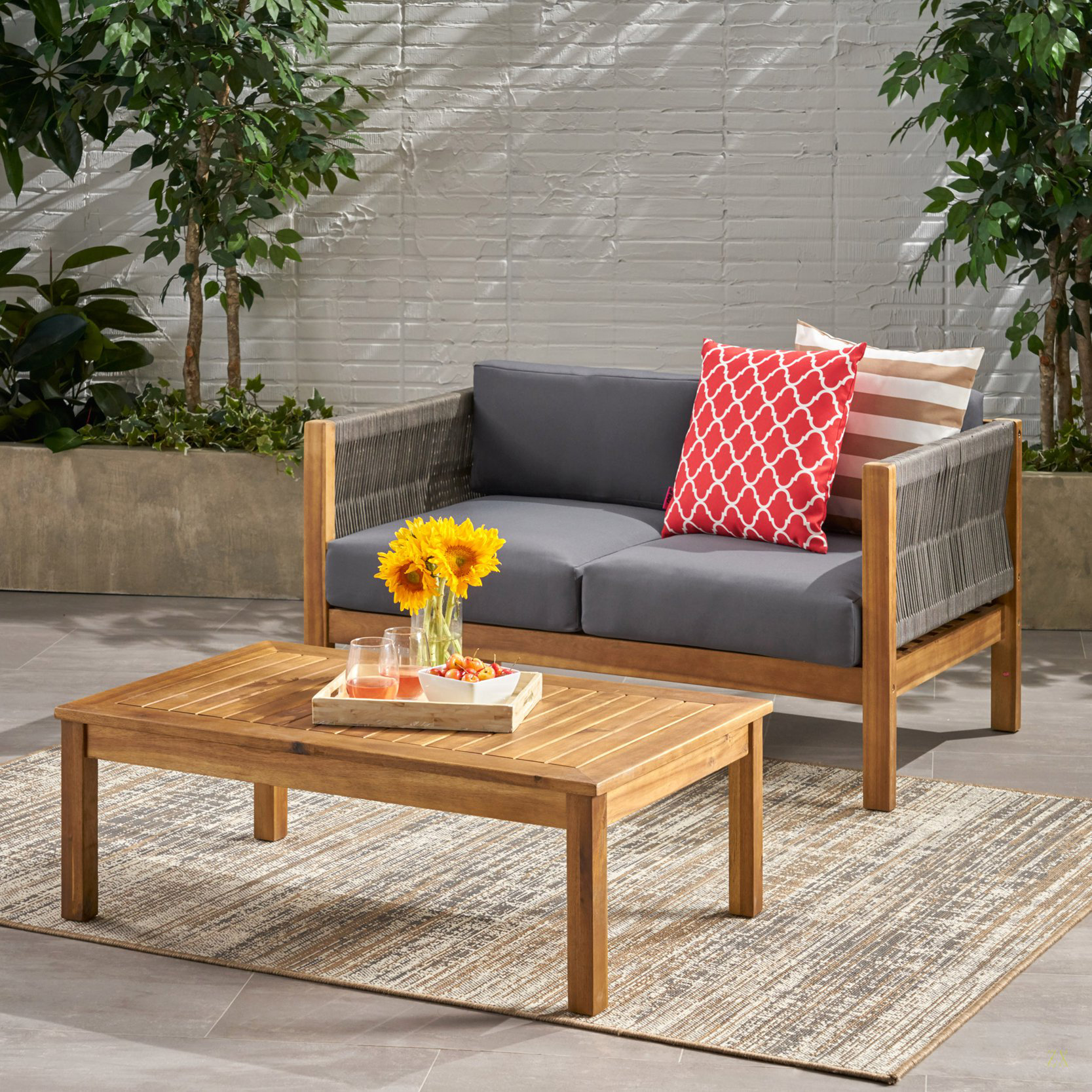 Hokku Designs Outdoor Seater Chat Set_LOVESEAT COFFEE TABLE