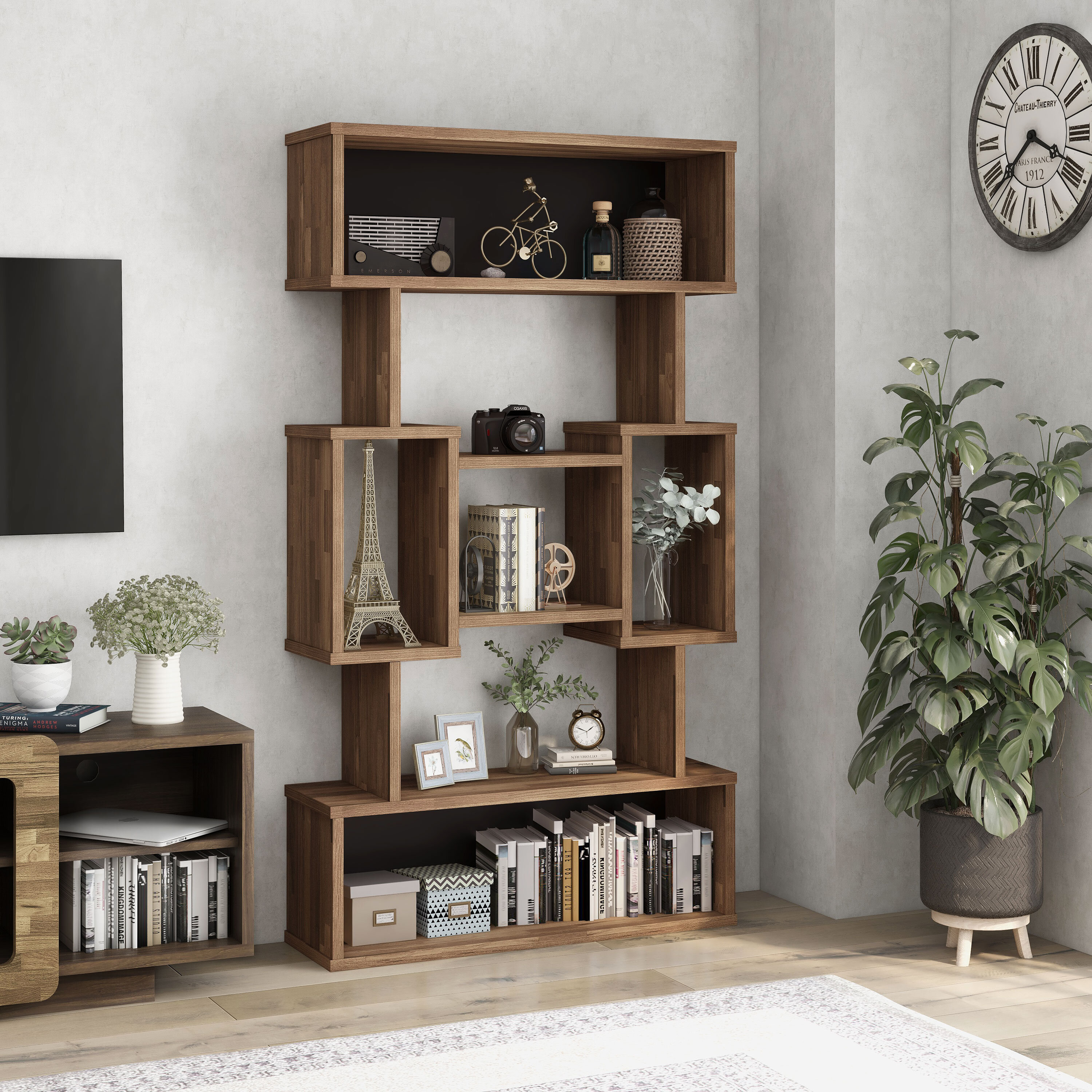 Latitude Run® Ellyana 70.6'' H x 39.4'' W Geometric Bookcase | Wayfair