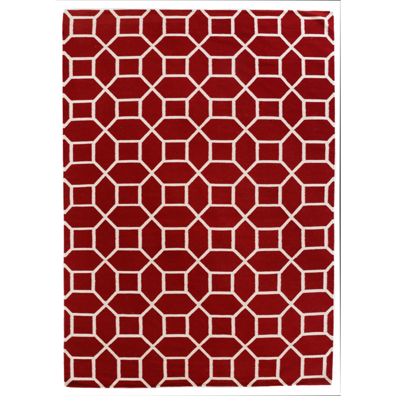 Wool Geometric Area Rug, Rectangle 5' x 8'
