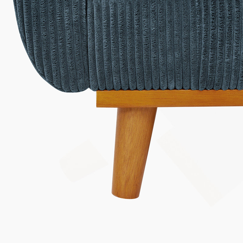 Artina 65'' Square Arm Loveseat, Blue Corduroy