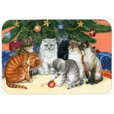 Caroline's Treasures Cats under the Christmas Tree Glass Cutting Board