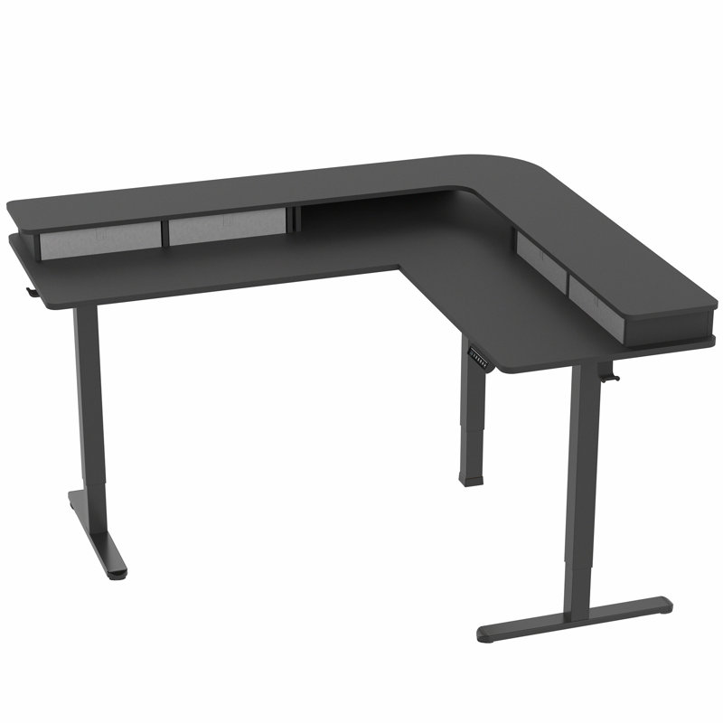 VIVO 2-Tier Electric 63" x 55" Corner Desk, DESK-E3CVB Series, Black