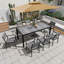 Table de salle à manger rectangulaire d'extérieur 71,4 po L avec trou pour parasol et structure en aluminium  -2003037910-2003037911