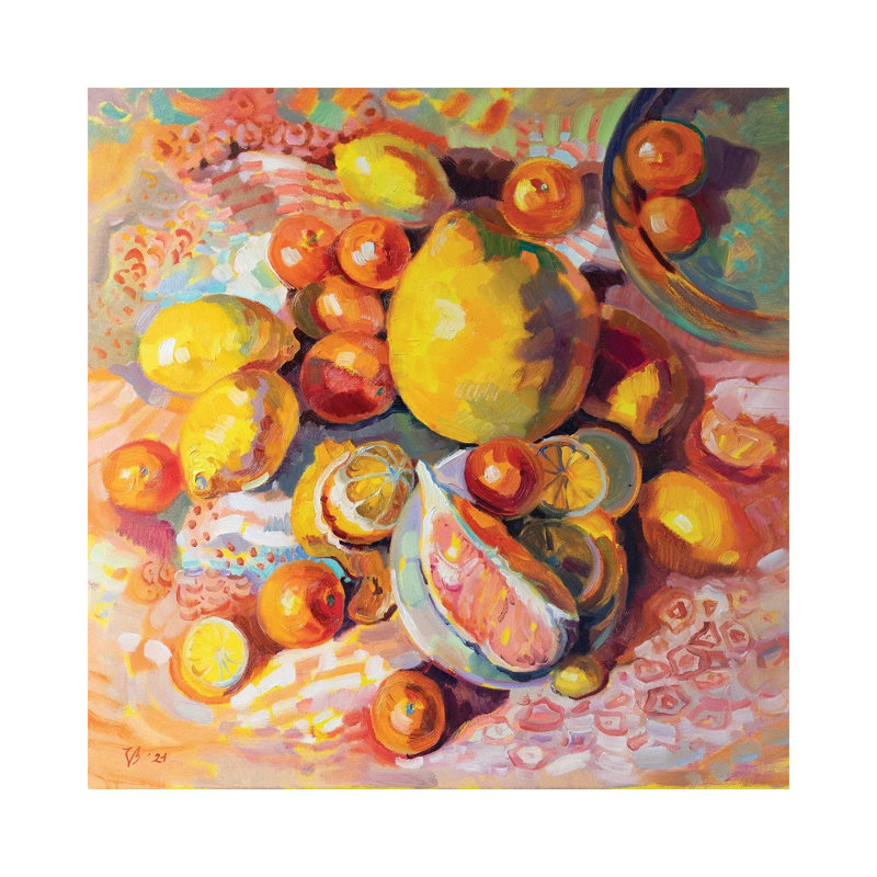 Yellow Still Life with Citrus 1 Piece Wrapped Canvas Painting, 45.72 cm H x 45.72 cm W x 3.175 cm D