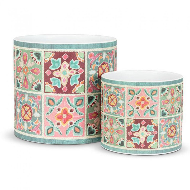 Pranaya Ceramic Cachepot, 6" H x 6.5" W x 6.5" D