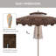 Parasol de patio à double volants avec bouton-poussoir inclinable et manivelle-214144365