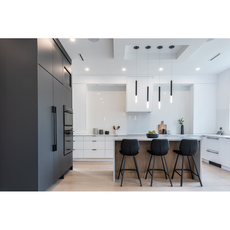 Filmon 1 - Light Gold LED Single Pendant, Black, 23.75" H x 1.5: W x 1.5" D