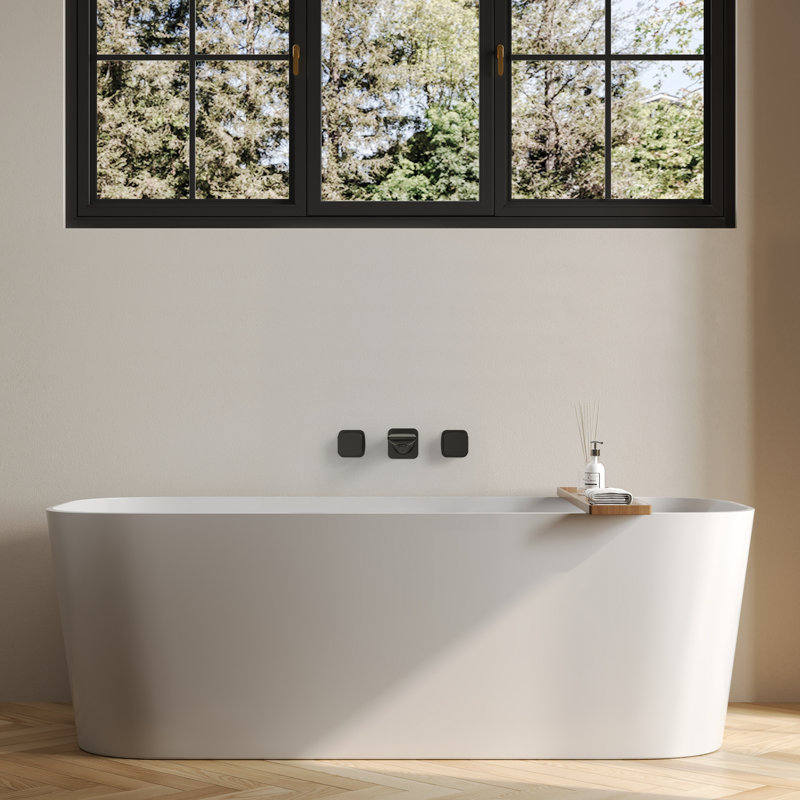2 Handle 3-Hole Wall Mounted Roman Tub Faucet, Matte Black