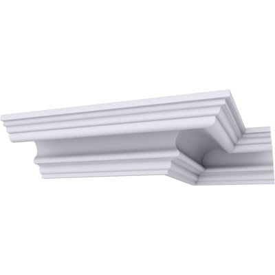 Endurathane Devon Crown Moulding, 3 3/8"H x 4 3/4"P x 5 7/8"F x 94 1/2"L, Factory Primed