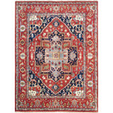 Serapi Hand Knotted Wool Oriental Area Rug in Rust
