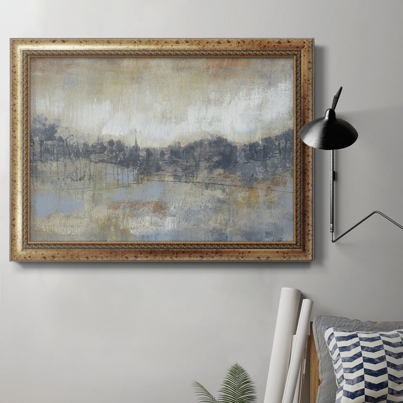 «Cool Grey Horizon I», peinture sur toile encadrée