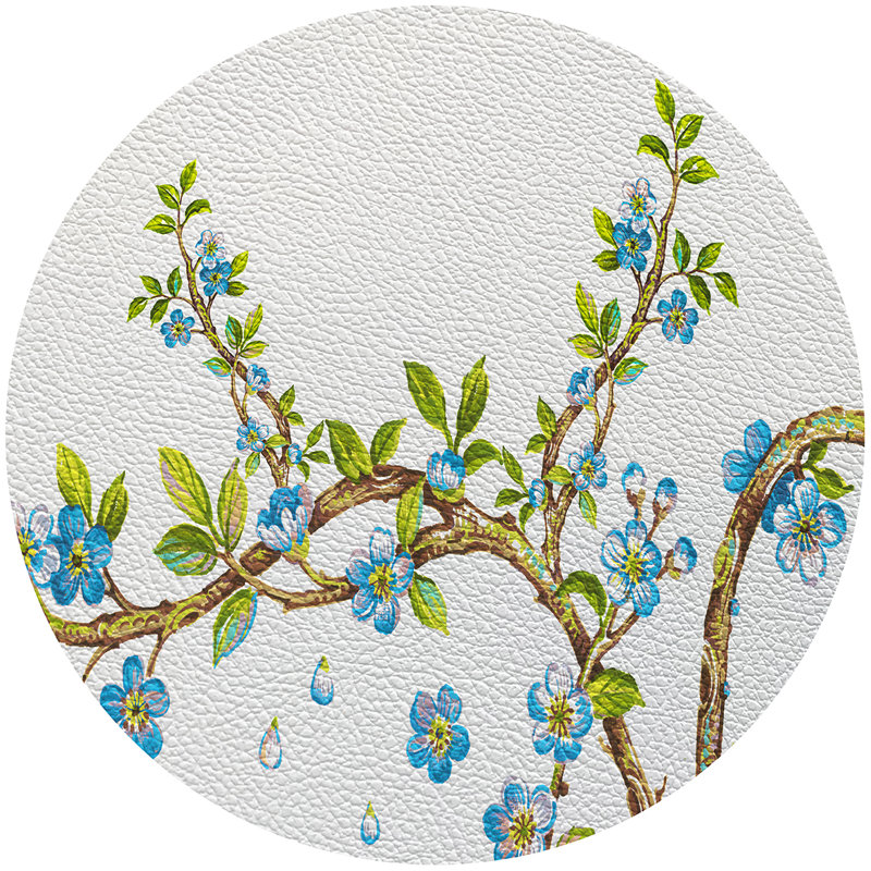 Cherry Blossom 16'' Vinyl Placemat, Blue