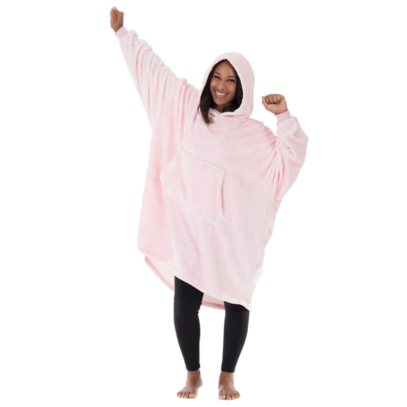 The Comfy Original Microfiber Wearable Blanket Hoodie w/ Pocket, Pink, 1.78