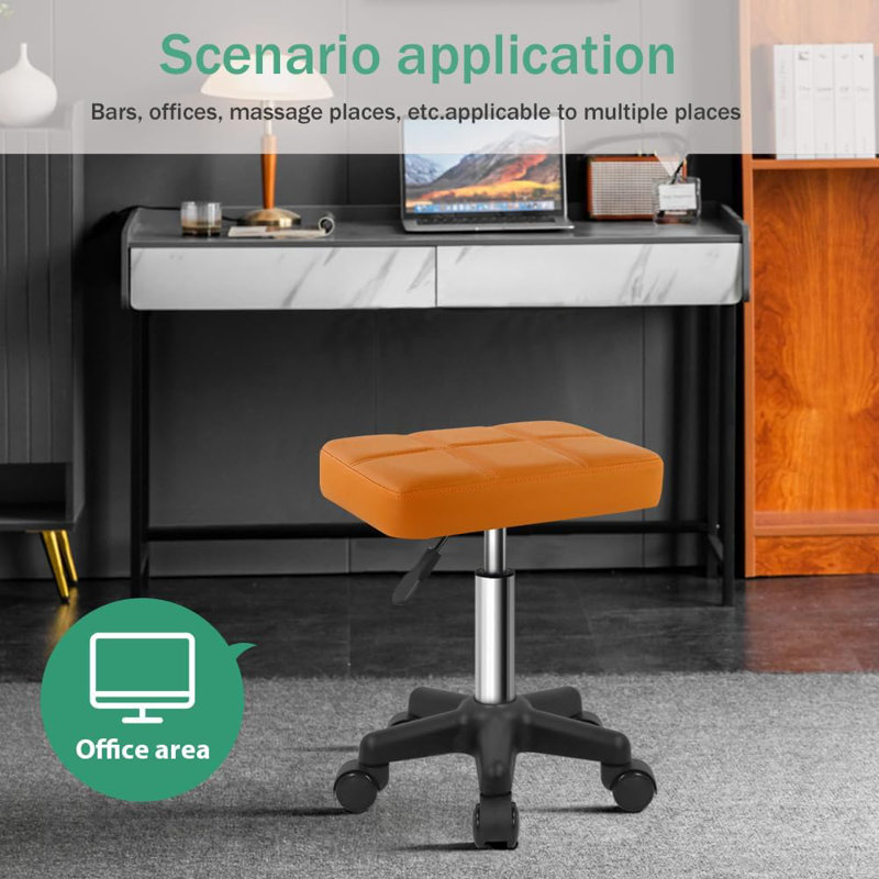Orrie Adjustable Height Ergonomic Industrial Stool, Orange