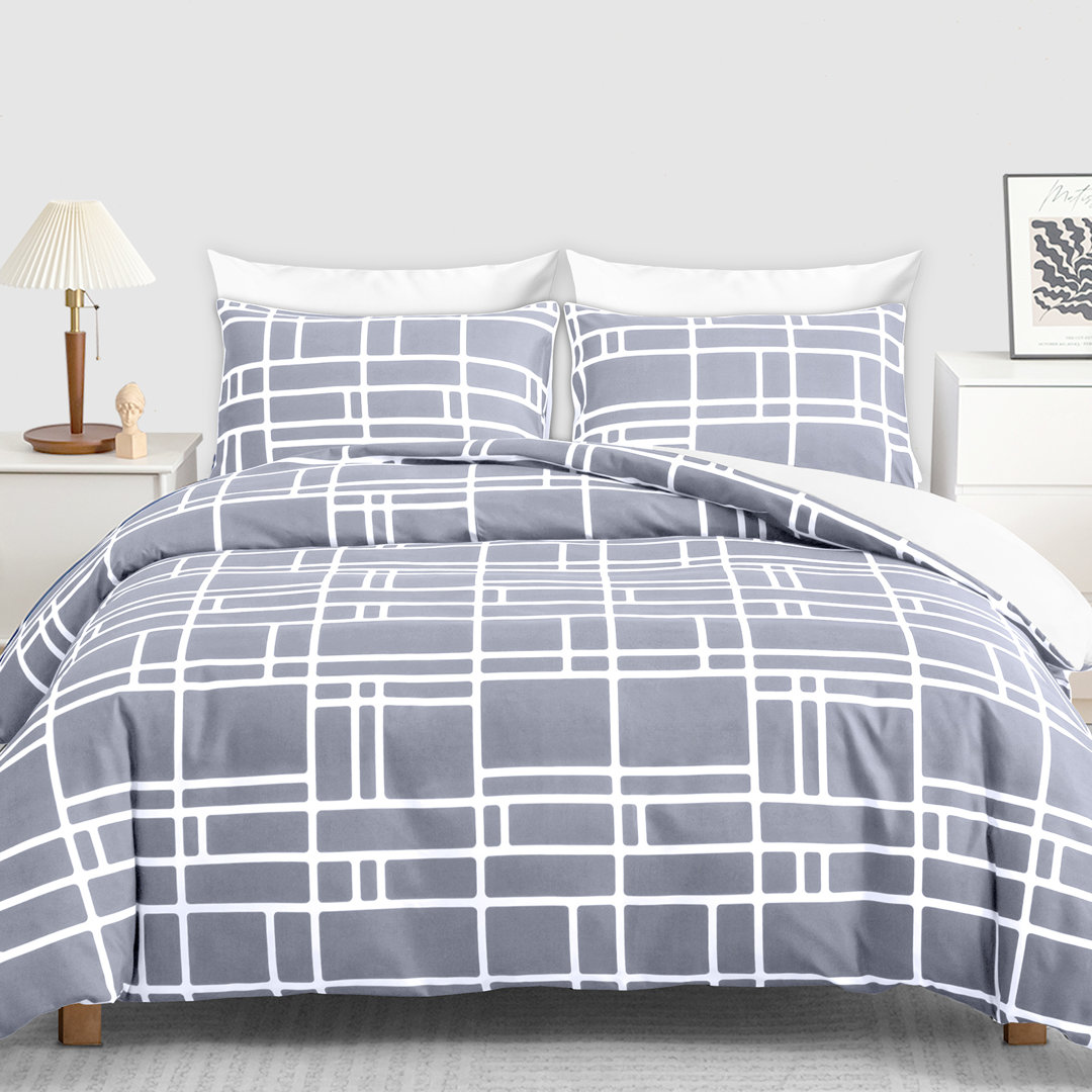 Ultra Soft Microfiber Duvet Cover Set Hypoallergenic Reversible Bedding with Secure Zipper Closure