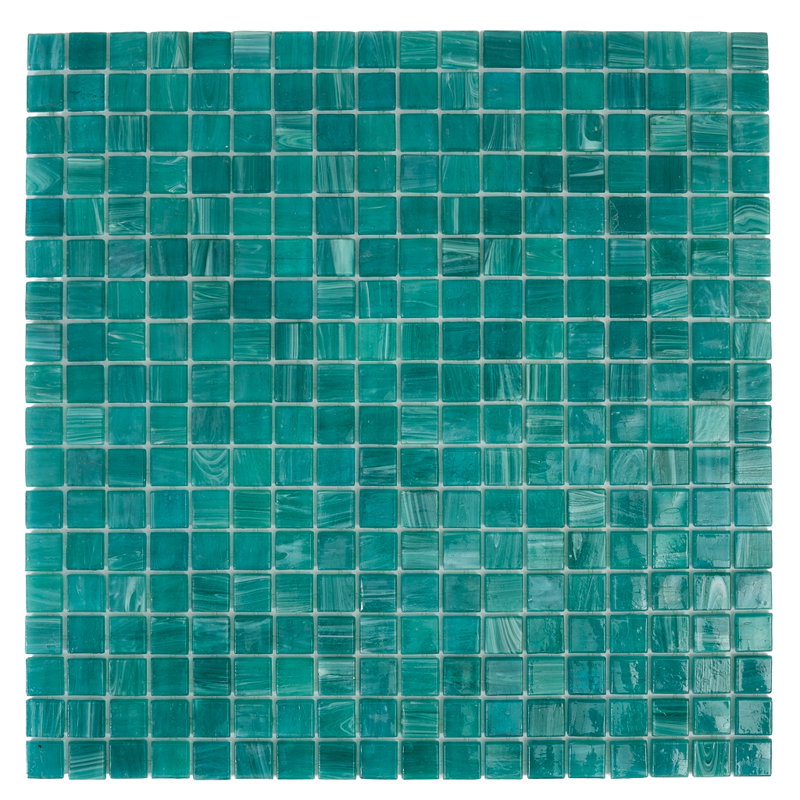 Skosh 0.6" x 0.6" Glass Grid Mosaic Wall & Floor Tile , Dark Blue/Green