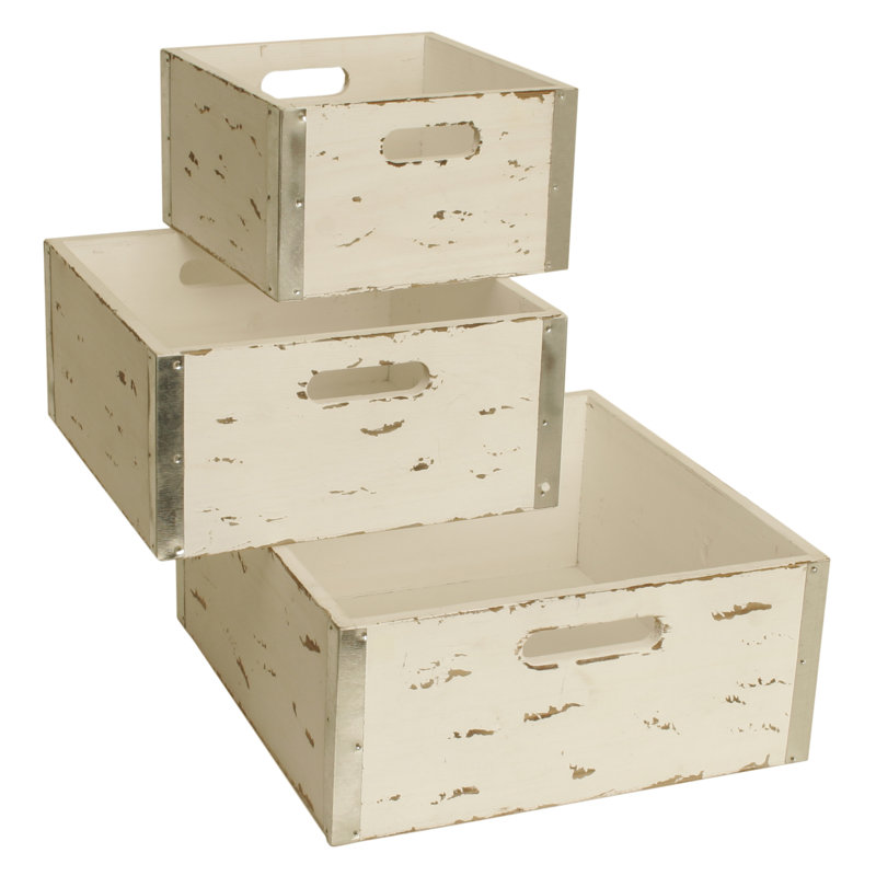 August Grove® Solid Wood Decorative Bin, White