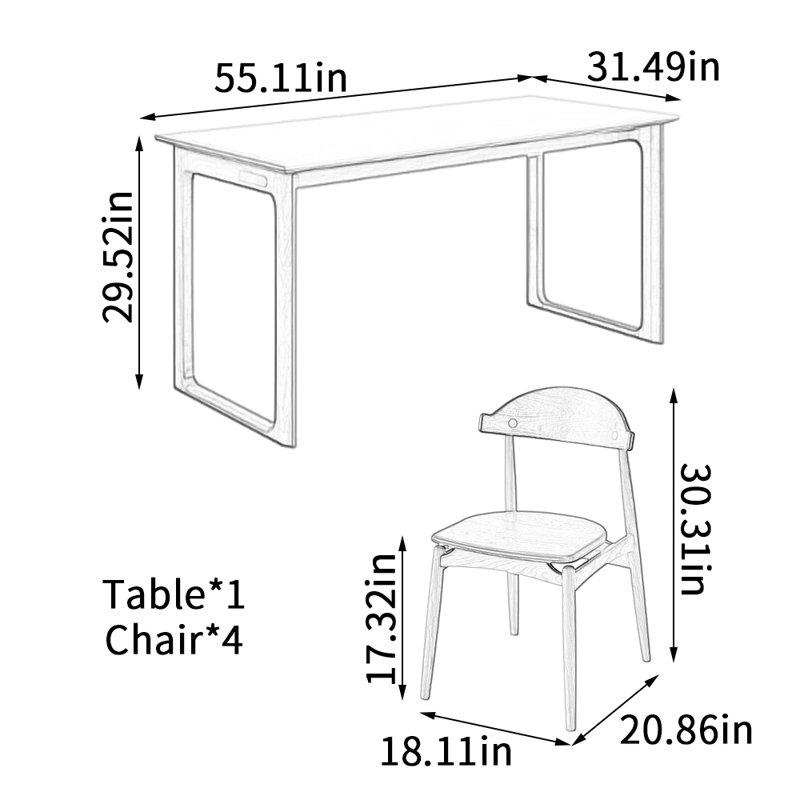 Table de salle à manger Simple, H 29,52 po x L 55,11 po x l 31,49 po, Blanc