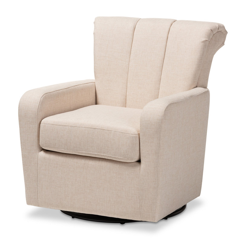 Kaizlee Upholstered Swivel Armchair, Beige Linen Blend
