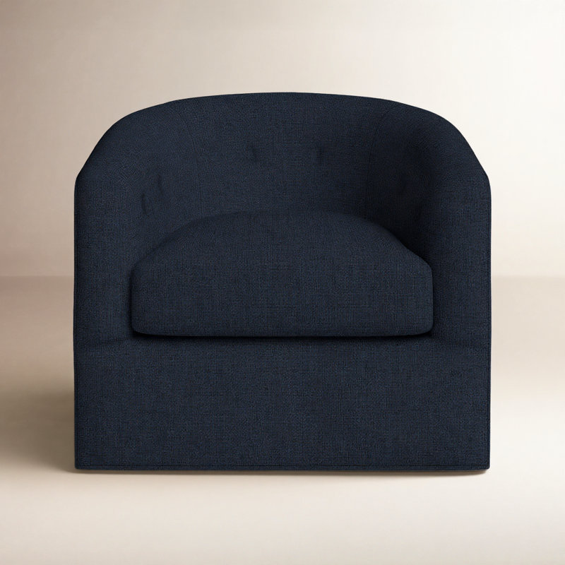 Midori Upholstered Swivel Barrel Chair, Macarena Dark Blue Performance