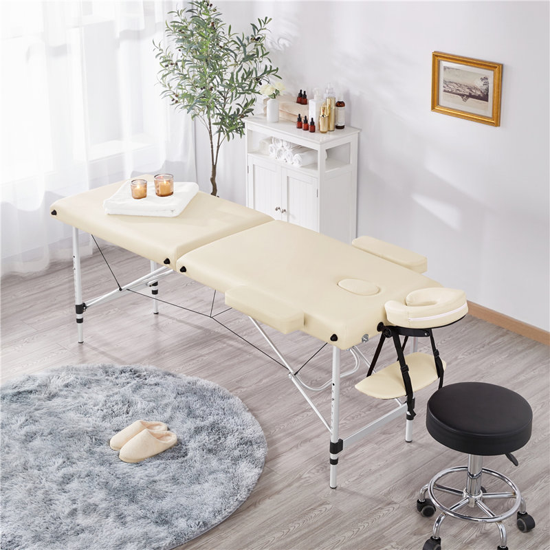 213cm Rectangular Adjustable Folding Table, Cream