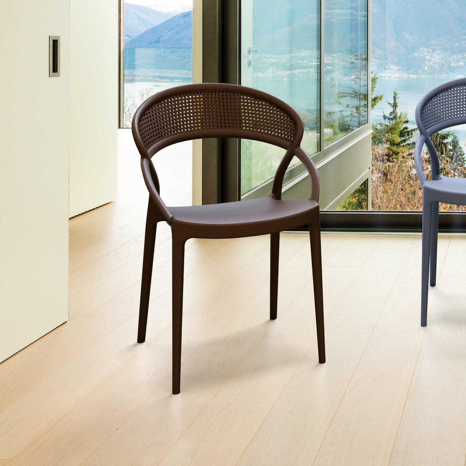 Farrah Stackable Patio Armchair, Brown