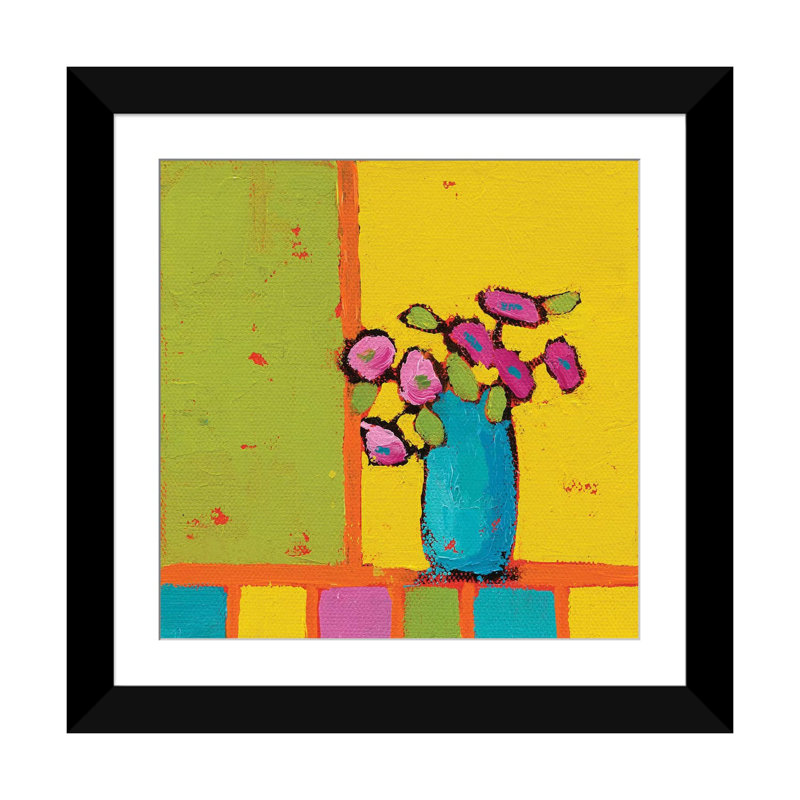 «Turquoise Vase», reproduction d'art sur toile, Papier d'art encadré noir, H 24 po x l 24 po x P 1 po, Blanc