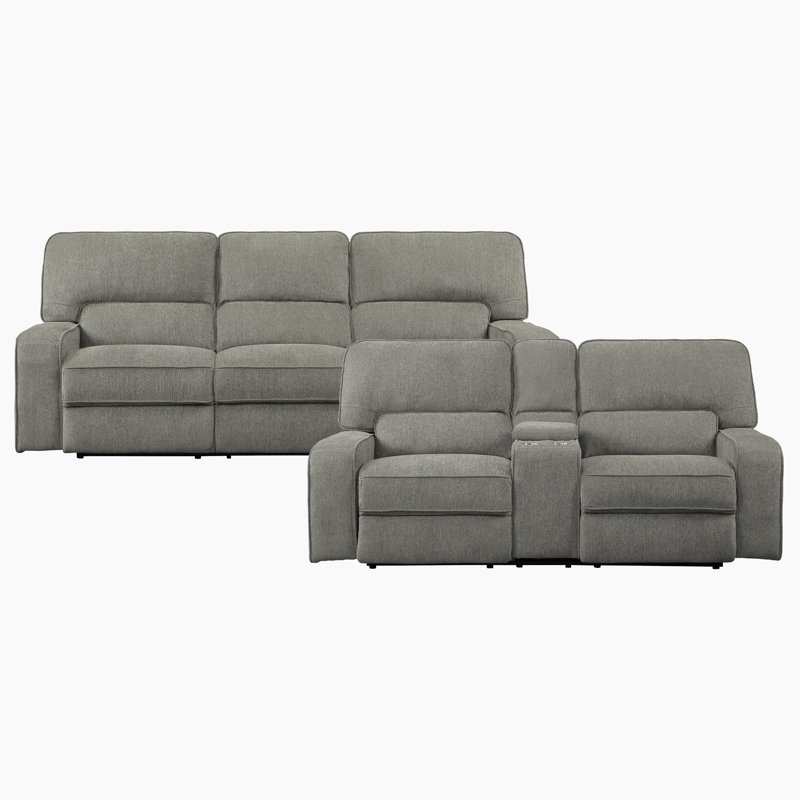 Amite Canapé inclinable droit en chenille W, Chenille Moka