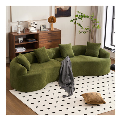 MODÈLE MODÈLE LY-025 COMFAIT: Canapé 4 places vert avec tissu chenille, 30D, éponge pleine dureté 60, 4 coussins pour le salon, canapé-lit modulaire pour la maison