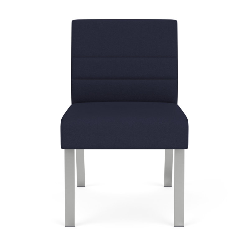 Chaise d'invité sans accoudoirs Waterfall, Argent, Portes ouvertes en tissu bleu marine