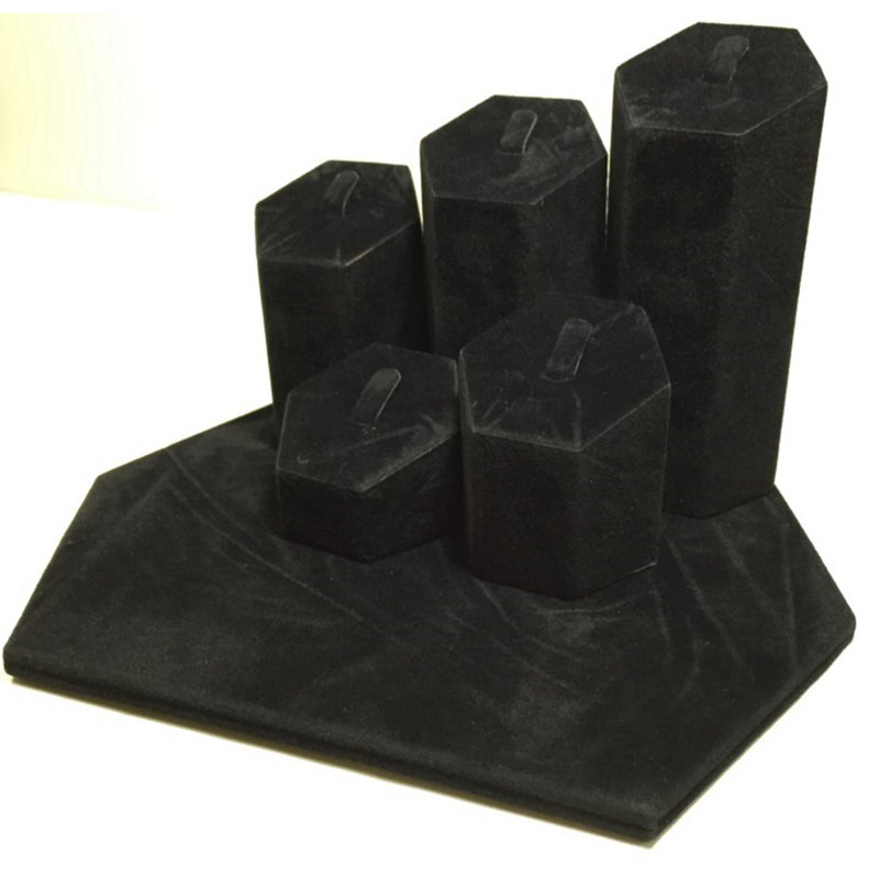 Black Velvet Wrapped Hexagon Ring Tabletop Display