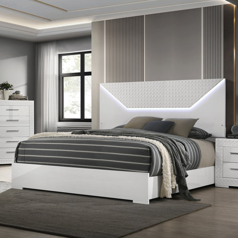 Wrobel Panel Bed With Led, King
