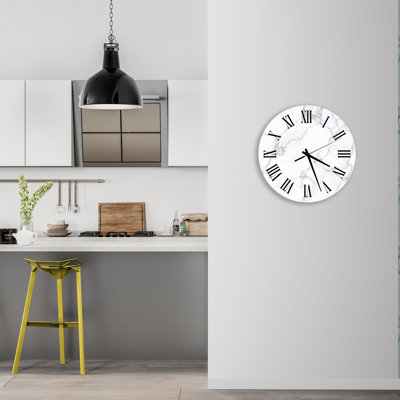 Marble Effect Tempered Glass Wall Clock, Decorative Analog Clock, Classic Home Decor, Modern Wall Art, Living Room Decor
