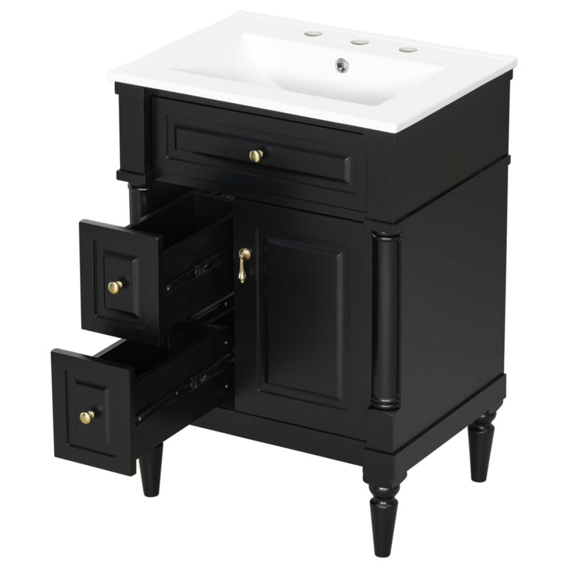 Meuble-lavabo 24 po avec lavabo, Noir