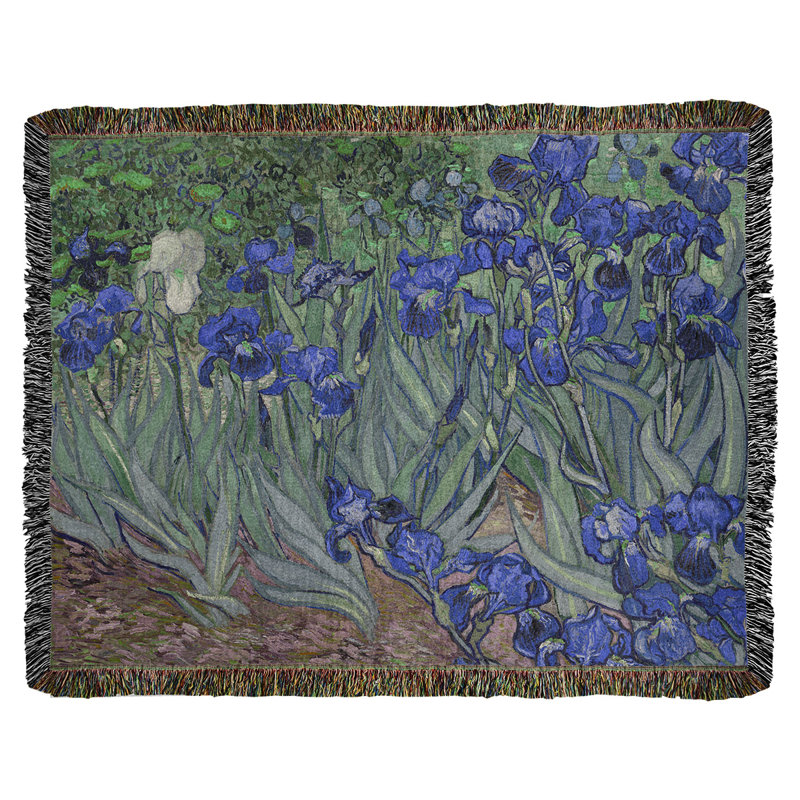 Vincent Van Gogh Hand Woven Throw Blanket, Green/Blue