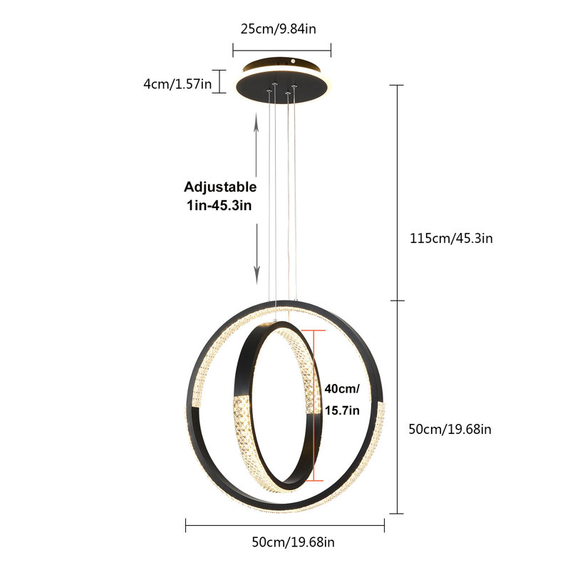 Afraa 2 - Light Matte Black LED Unique/Statement Pendant
