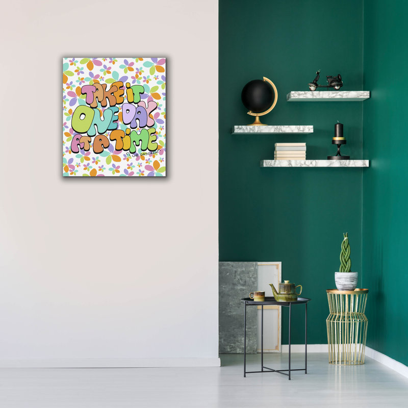 «Take It One Day At A Time» par Club Daydream, art mural sur toile, H 30 po x l 26 po x P 1,5 po